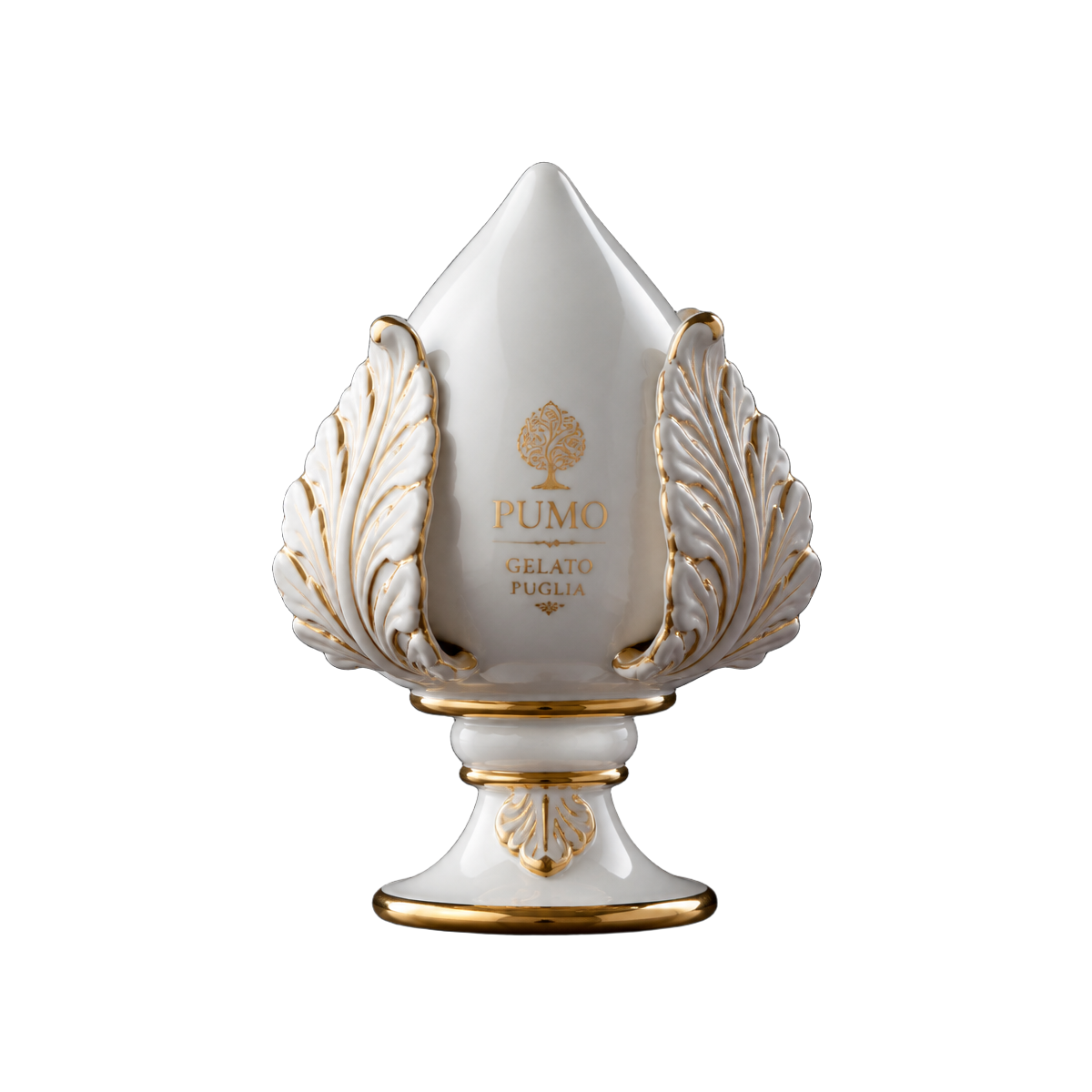 Vista ravvicinata del Pumo Gelato 3D con dettagli in oro